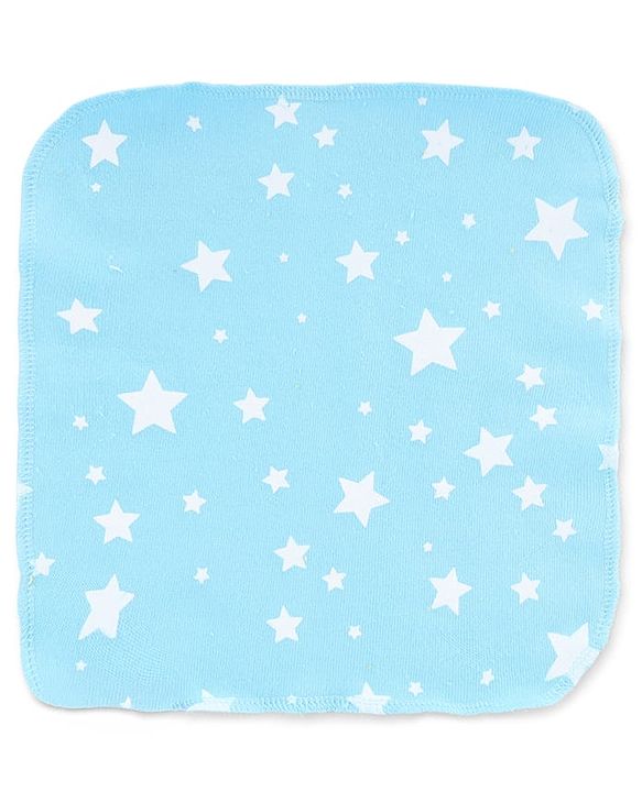 Babyhug Cotton Knit Hand & Face Towels with Star Print Pack of 6 L 23 x B 22 cm - Multicolor