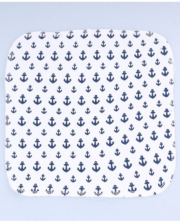 Bahyhug Cotton Knit Nautical Theme Printed Hand & Face Towel Pack Of 6 L 25.4 x B 25.4 cm - Multi Color