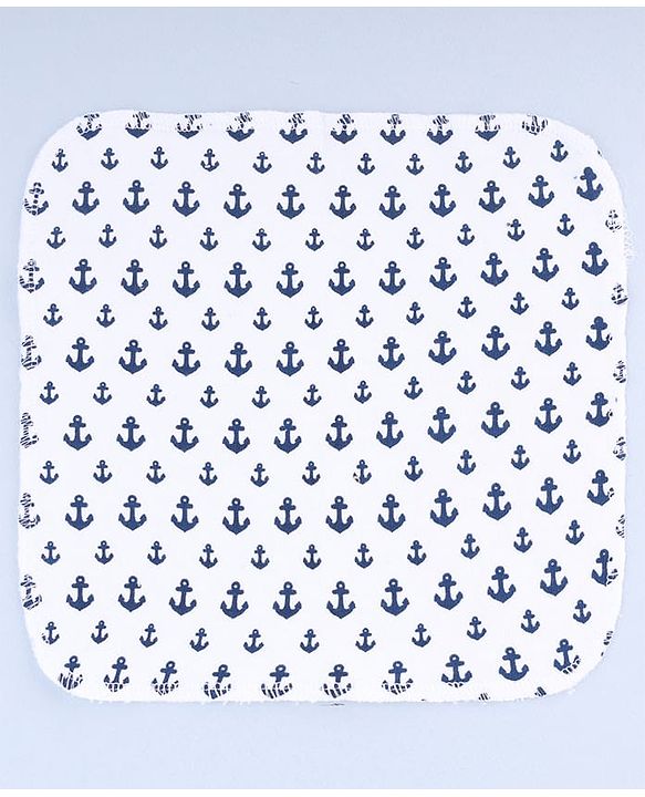 Bahyhug Cotton Knit Nautical Theme Printed Hand & Face Towel Pack Of 6 L 25.4 x B 25.4 cm - Multi Color