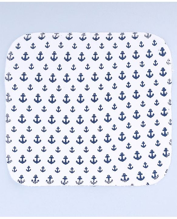 Bahyhug Cotton Knit Nautical Theme Printed Hand & Face Towel Pack Of 6 L 25.4 x B 25.4 cm - Multi Color