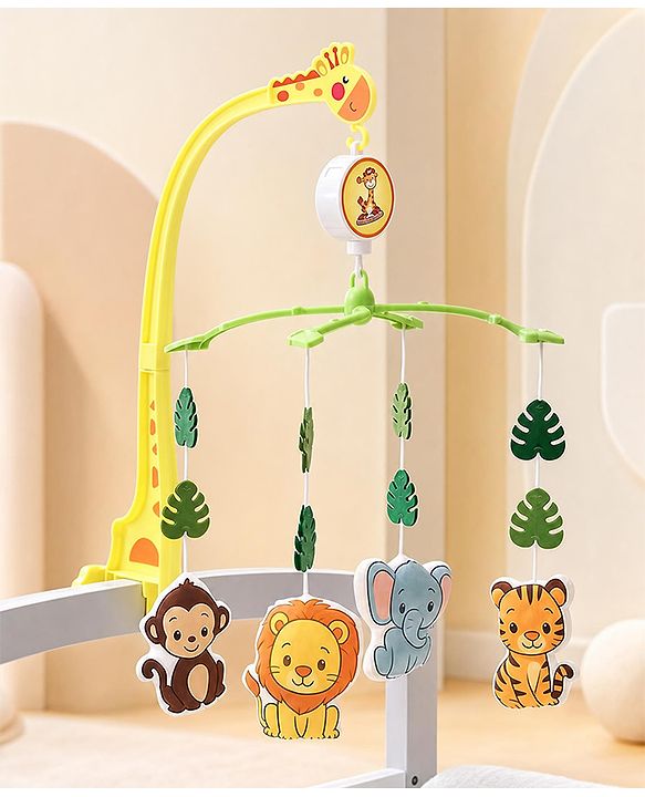 Babyhug Musical Cot Mobile with Giraffe Stand & Soft Hanging Toys Multicolor| Soothing Music | Rotating Hanging Toys| Baby Cot & Cradle Accessory| Sensory Stimulation| No Batteries Needed