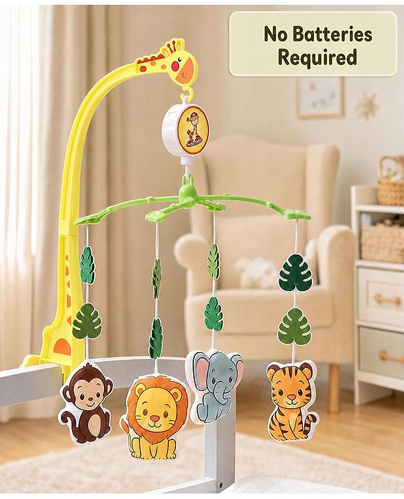 Babyhug Musical Cot Mobile with Giraffe Stand & Soft Hanging Toys Multicolor| Soothing Music | Rotating Hanging Toys| Baby Cot & Cradle Accessory| Sensory Stimulation| No Batteries Needed