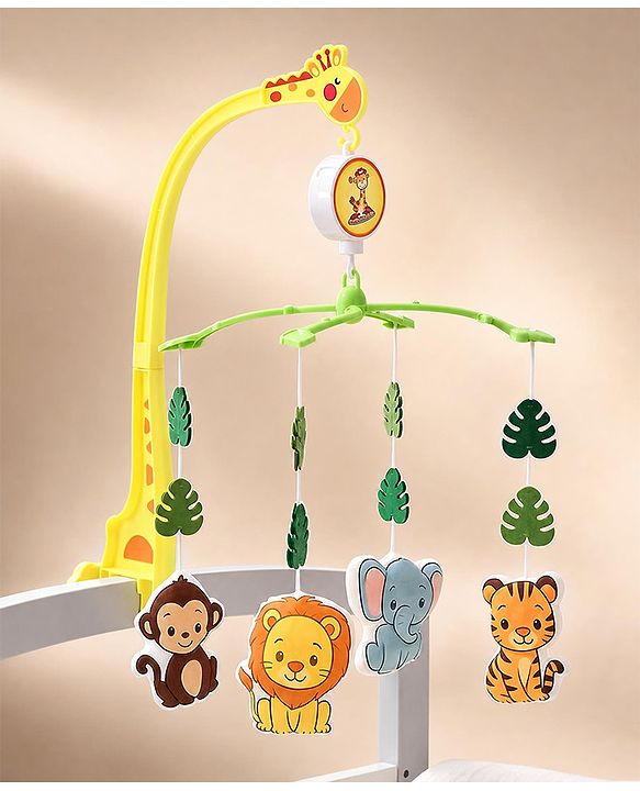 Babyhug Musical Cot Mobile with Giraffe Stand & Soft Hanging Toys Multicolor| Soothing Music | Rotating Hanging Toys| Baby Cot & Cradle Accessory| Sensory Stimulation| No Batteries Needed