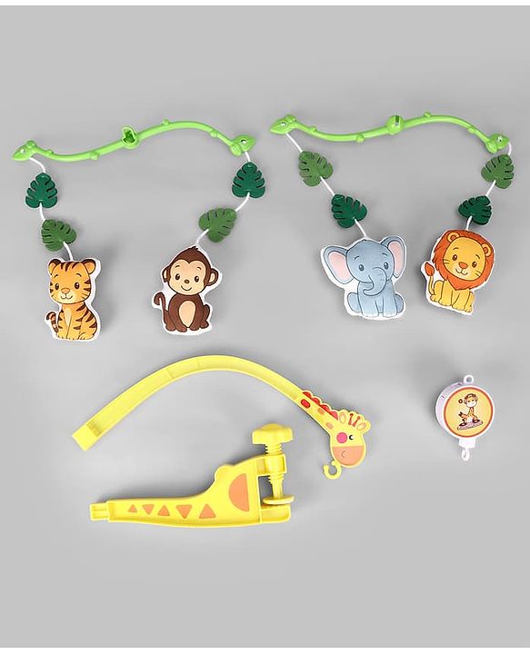 Babyhug Musical Cot Mobile with Giraffe Stand & Soft Hanging Toys Multicolor| Soothing Music | Rotating Hanging Toys| Baby Cot & Cradle Accessory| Sensory Stimulation| No Batteries Needed
