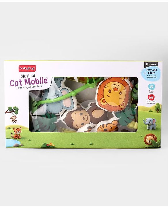 Babyhug Musical Cot Mobile with Giraffe Stand & Soft Hanging Toys Multicolor| Soothing Music | Rotating Hanging Toys| Baby Cot & Cradle Accessory| Sensory Stimulation| No Batteries Needed