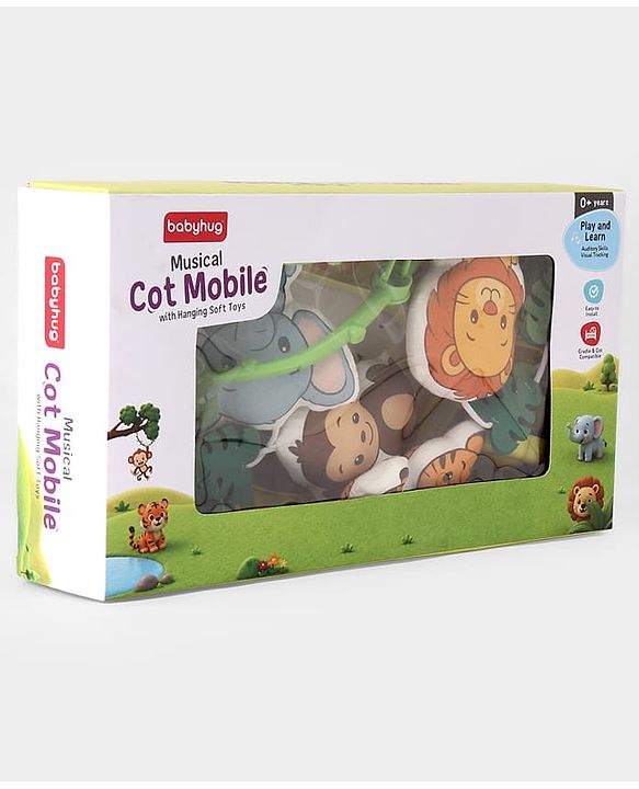 Babyhug Musical Cot Mobile with Giraffe Stand & Soft Hanging Toys Multicolor| Soothing Music | Rotating Hanging Toys| Baby Cot & Cradle Accessory| Sensory Stimulation| No Batteries Needed