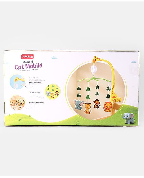 Babyhug Musical Cot Mobile with Giraffe Stand & Soft Hanging Toys Multicolor| Soothing Music | Rotating Hanging Toys| Baby Cot & Cradle Accessory| Sensory Stimulation| No Batteries Needed