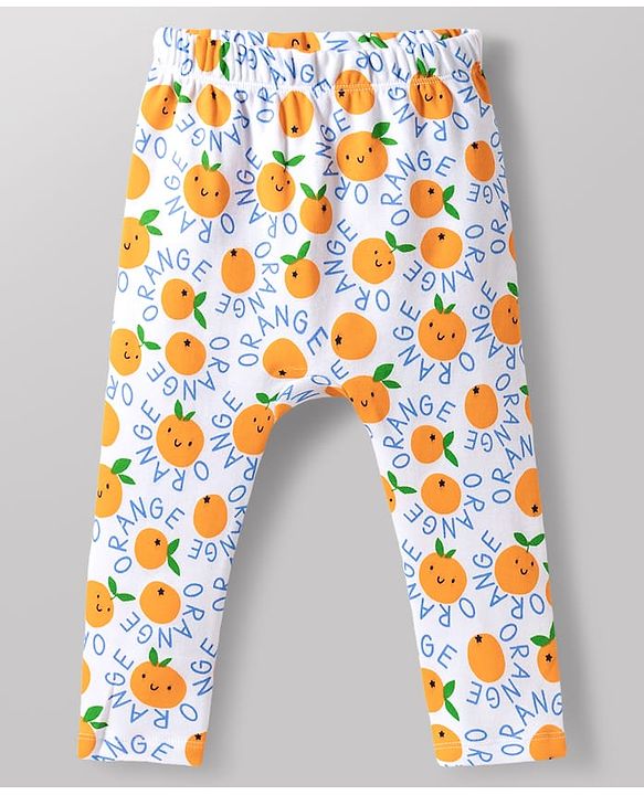 Babyhug 100% Cotton Knit Full Length Diaper Leggings with Fruit Print Pack of 3 - Multicolor
