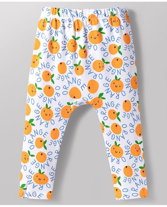 Babyhug 100% Cotton Knit Full Length Diaper Leggings with Fruit Print Pack of 3 - Multicolor