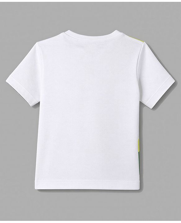 Babyhug 100% Cotton Single Jersey Knit Half Sleeves T-Shirt & Shorts With Animal Print - White
