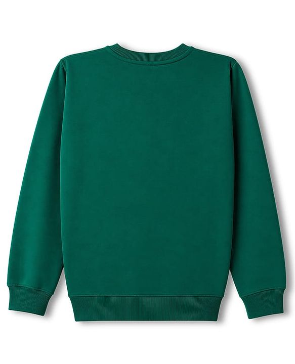 Pine Kids Cotton Knit Sweatshirt with Full Sleeves and Basketball Text Print - Green