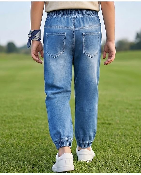 Pine Kids Woven Full Length Washed Denim Jeans - Navy Blue