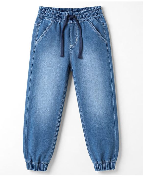 Pine Kids Woven Full Length Washed Denim Jeans - Navy Blue