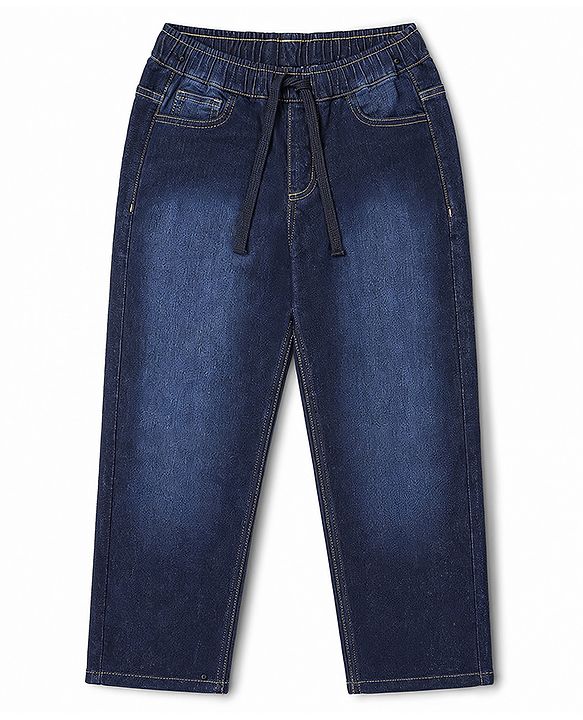 Pine Kids Denim Woven Full Length Washed Jeans - Blue