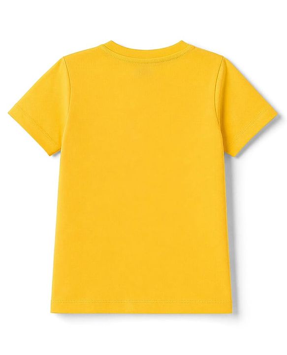 Babyhug 100% Cotton Knit Half Sleeves Text Printed T-Shirt & Shorts Set - Yellow & Blue
