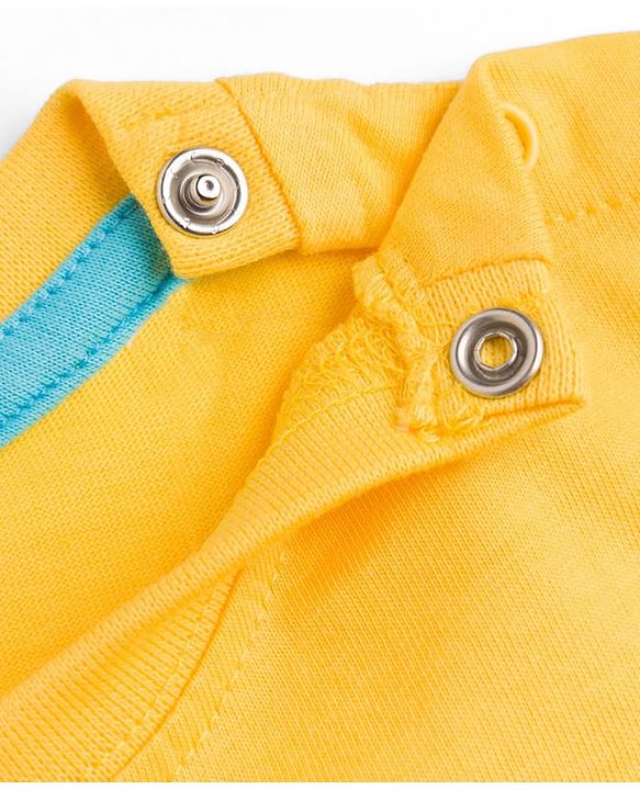 Babyhug 100% Cotton Knit Half Sleeves Text Printed T-Shirt & Shorts Set - Yellow & Blue