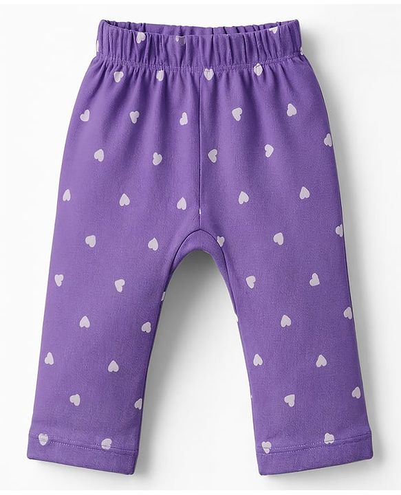 Babyhug 100% Cotton Interlock Knit Full Length Hearts Star & Unicorn Theme Printed Diaper Leggings Pack Of 3 - Multi Color