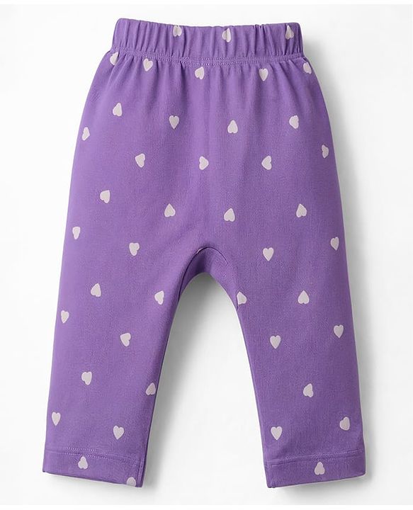 Babyhug 100% Cotton Interlock Knit Full Length Hearts Star & Unicorn Theme Printed Diaper Leggings Pack Of 3 - Multi Color