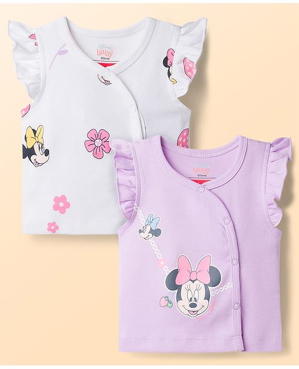 Babyhug Disney Frill Sleeves Jhablas With Minnie Mouse Graphics Pack of 2 - Multicolor