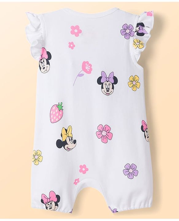 Babyhug Disney Interlock Knit Frill Sleeves Rompers with Minnie Mouse Graphics Pack of 2 - Multicolor