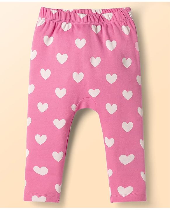 Babyhug Cotton Knit Full Length Diaper Leggings with Fruit & Heart Print Pack of 3 - Multicolor