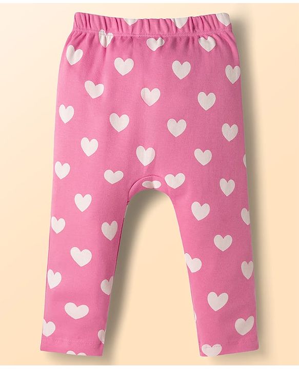 Babyhug Cotton Knit Full Length Diaper Leggings with Fruit & Heart Print Pack of 3 - Multicolor