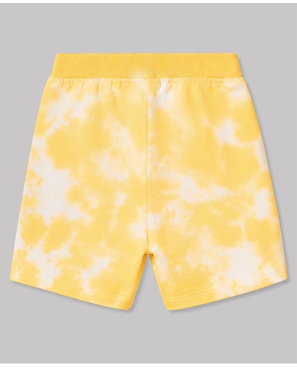 Babyhug 100% Cotton Single Jersey Knit Sleeveless Tank T-Shirt & Shorts Set With Tie & Dye Effect & Van Print - Yellow