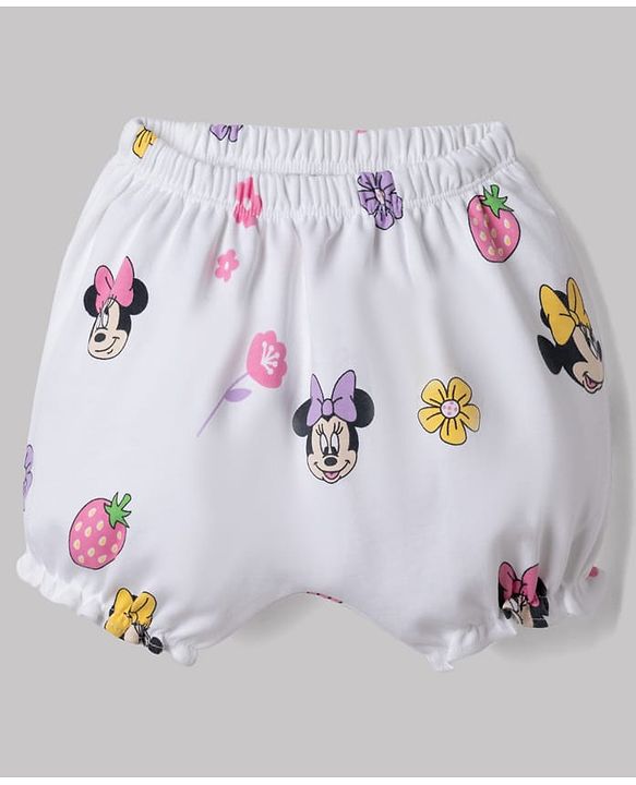 Babyhug Disney Single Jersey Knit Bloomer With Minnie Mouse Graphic Pack of 2 - White & Lilac