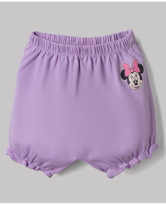 Babyhug Disney Single Jersey Knit Bloomer With Minnie Mouse Graphic Pack of 2 - White & Lilac