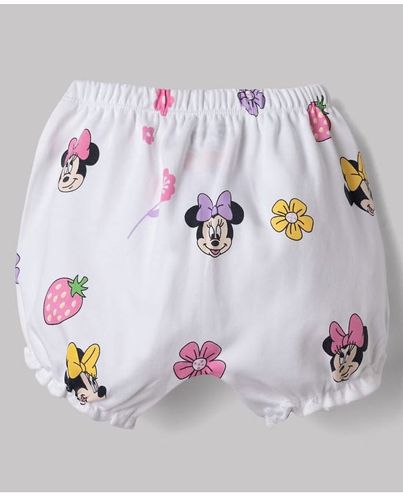 Babyhug Disney Single Jersey Knit Bloomer With Minnie Mouse Graphic Pack of 2 - White & Lilac