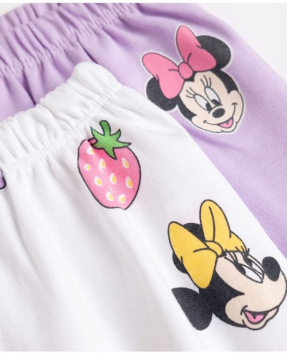 Babyhug Disney Single Jersey Knit Bloomer With Minnie Mouse Graphic Pack of 2 - White & Lilac