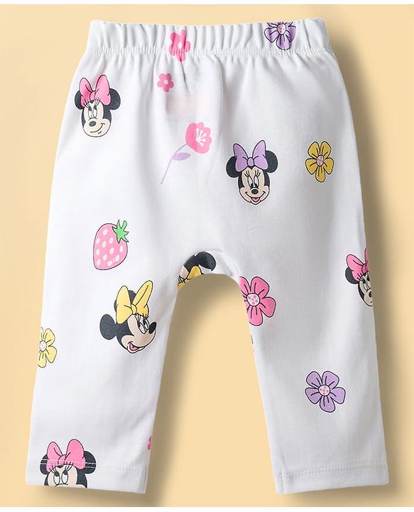 Babyhug Disney Interlock Knit Full Length Diaper Leggings With Minnie Mouse Graphics Pack of 2 - Multicolor
