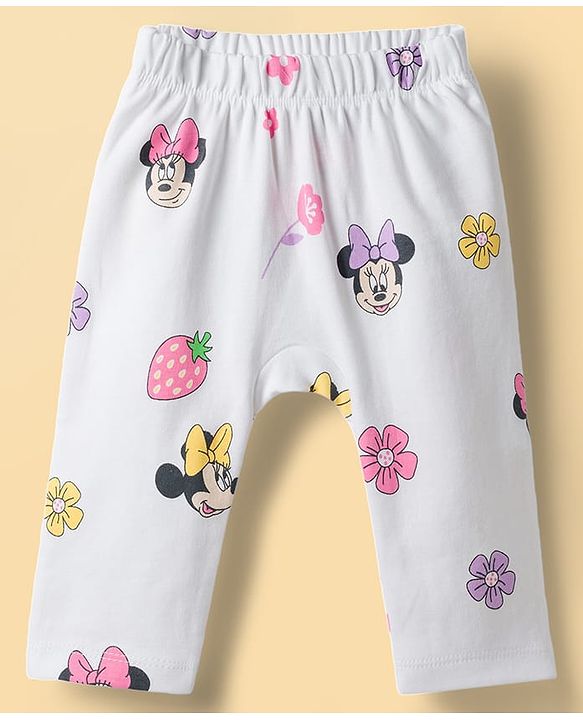 Babyhug Disney Interlock Knit Full Length Diaper Leggings With Minnie Mouse Graphics Pack of 2 - Multicolor