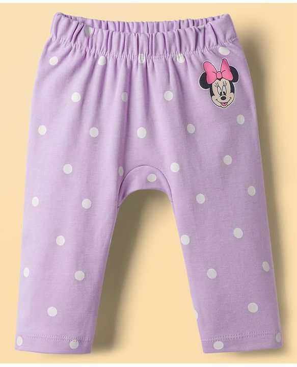 Babyhug Disney Interlock Knit Full Length Diaper Leggings With Minnie Mouse Graphics Pack of 2 - Multicolor