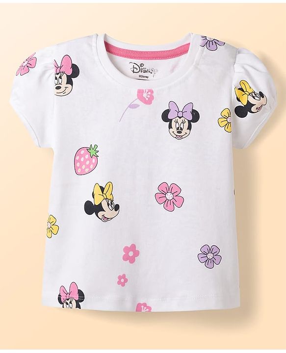 Babyhug Disney Cotton Knit Half Sleeves T-Shirt with Minnie Mouse Graphic Multi Color 2-3 Years Pack of 2