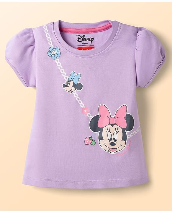 Babyhug Disney Cotton Knit Half Sleeves T-Shirt with Minnie Mouse Graphic Multi Color 2-3 Years Pack of 2