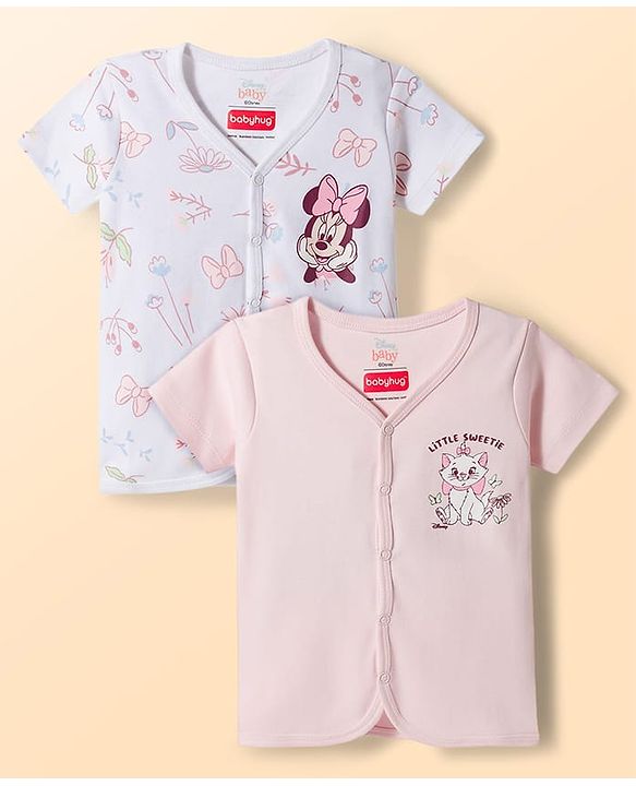 Babyhug Disney Interlock Knit Half Sleeves Jhablas With Marie & Minnie Mouse Graphics Pack of 2 - Multicolor