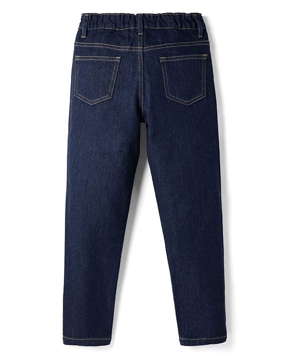 Pine Kids Woven Full Length Washed Denim Jeans - Navy Blue