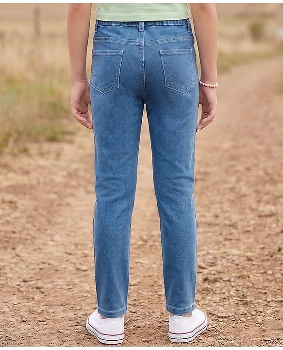 Pine Kids Woven Full Length Washed Denim Jeans - Navy Blue