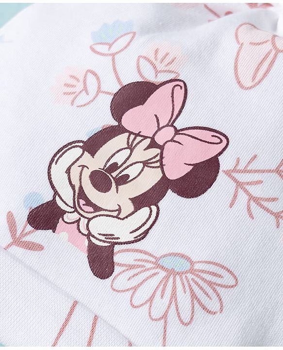 Babyhug Disney Interlock Knit Caps With Marie & Minnie Mouse Graphics Pack of 2 Multicolor - Diameter 10 cm
