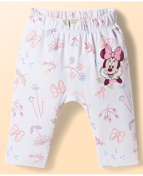 Babyhug Disney 100% Cotton Knit Full Length Diaper Leggings With Disney Characters Graphics Pack Of 2 - Multi Color