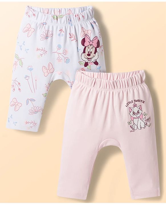 Babyhug Disney 100% Cotton Knit Full Length Diaper Leggings With Disney Characters Graphics Pack Of 2 - Multi Color