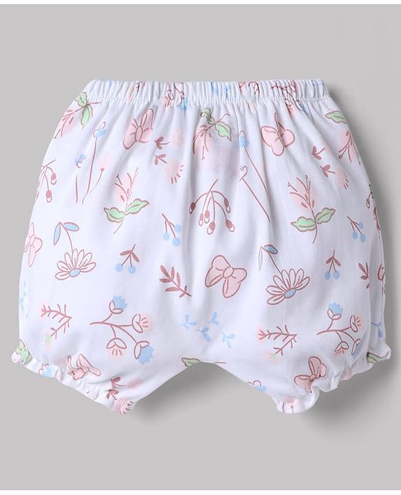 Babyhug Disney Single Jersey Knit Minnie Mouse & Marie Printed Bloomers Pack of 2 - White & Pink