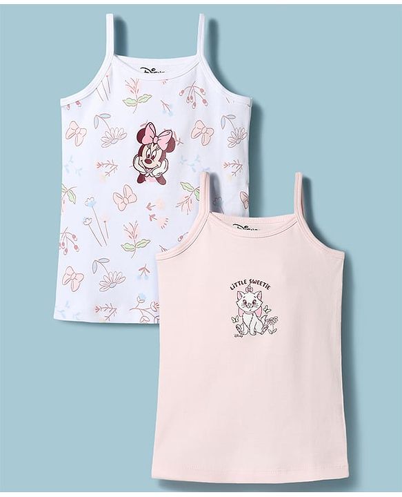 Babyhug Disney Single Jersey Knit Sleeveless Slips with Disney Character Graphics Pack of 2 - Multicolor