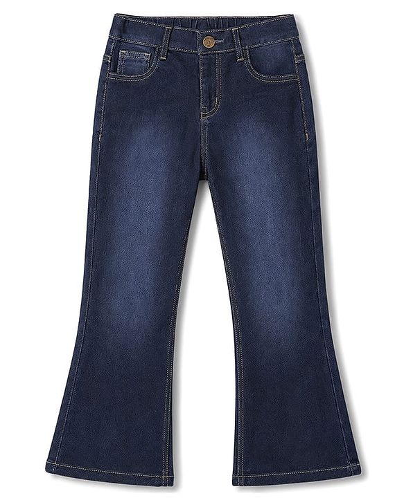 Pine Kids Denim Woven Full Length Washed Jeans - Blue