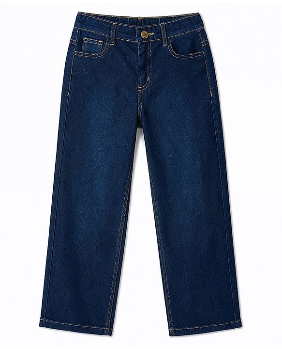 Pine Kids Denim Woven Full Length Washed Jeans - Blue