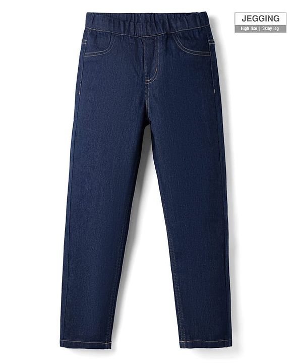 Pine Kids Woven Full Length Washed Denim Jeggings - Navy Blue