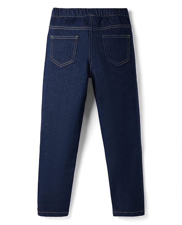 Pine Kids Woven Full Length Washed Denim Jeggings - Navy Blue