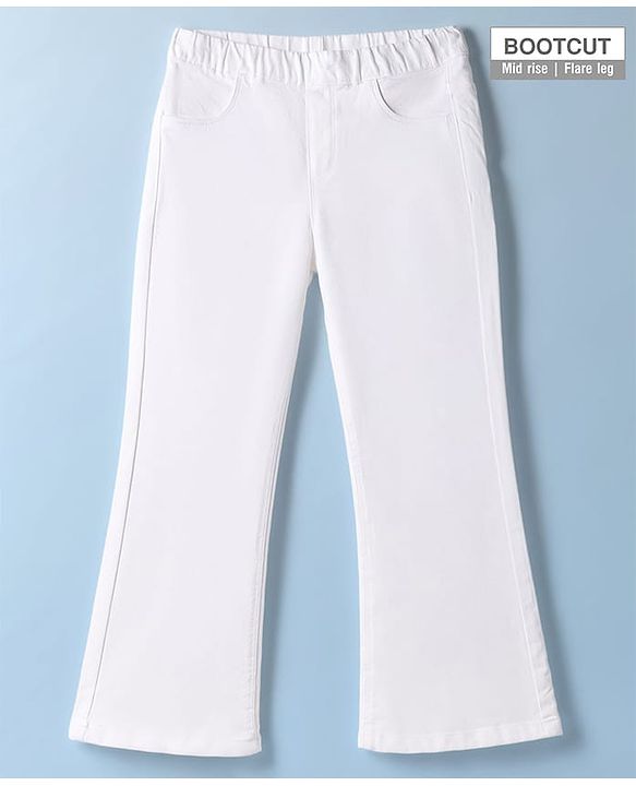 Pine Kids Denim Woven Ankle Length Washed Jeggings - White