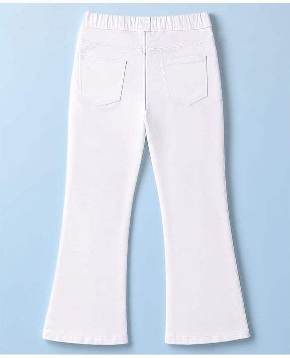Pine Kids Denim Woven Ankle Length Washed Jeggings - White